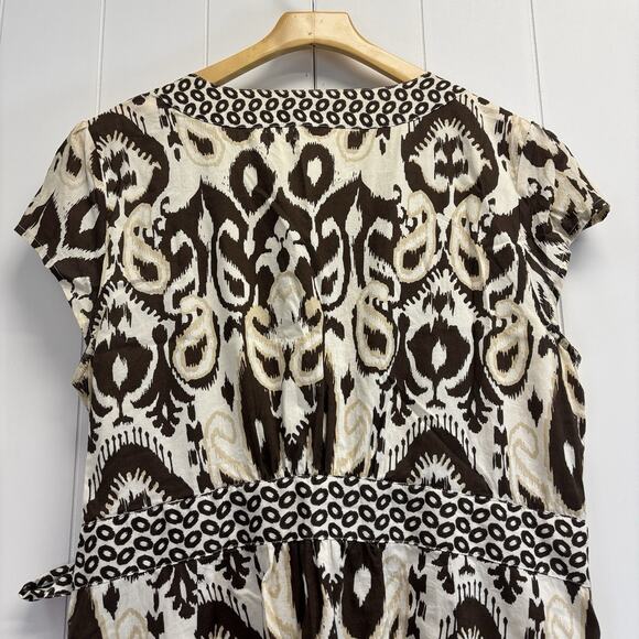 Tommy Hilfiger Womens Boho Jungle Tribal Earthy Midi Wrap Around Dress Size XL - Picture 13 of 14